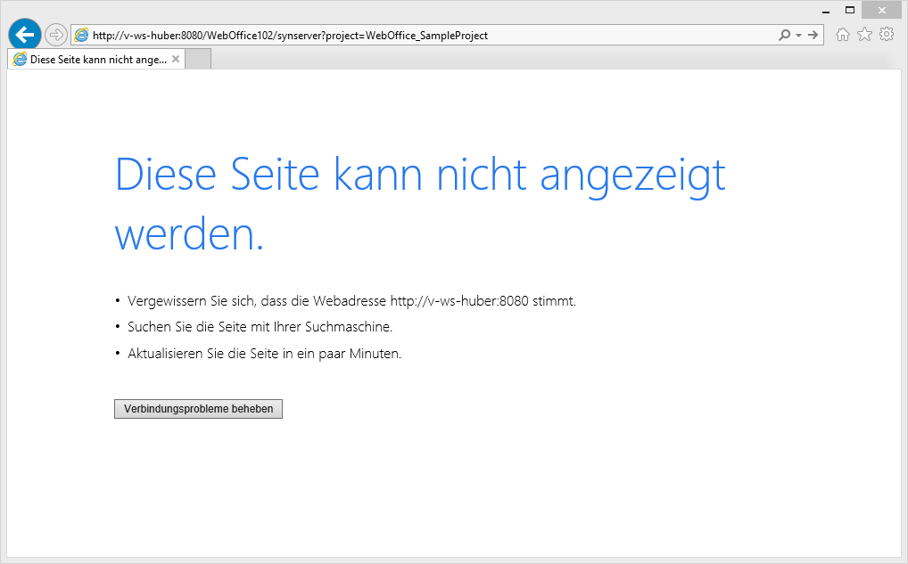 Browser kann nicht mit WebOffice 10.4 SP2 verbinden
