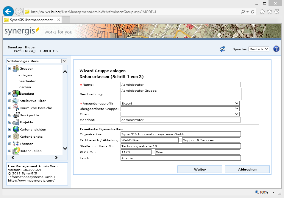 Gruppe anlegen - Schritt 1 Gruppe anlegen - Schritt 1