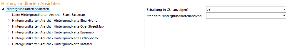 Konfiguration - Hintergrundkarten Ansichten