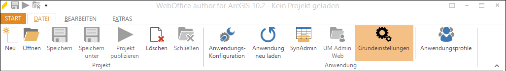 Grundeinstellungen im WebOffice author