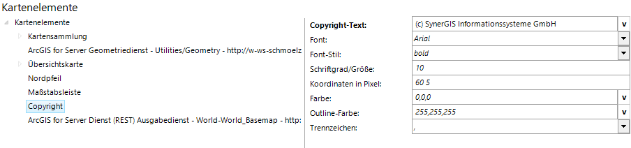 Konfiguration Copyright