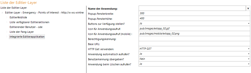 Konfiguration einer integrierten Editierapplikation