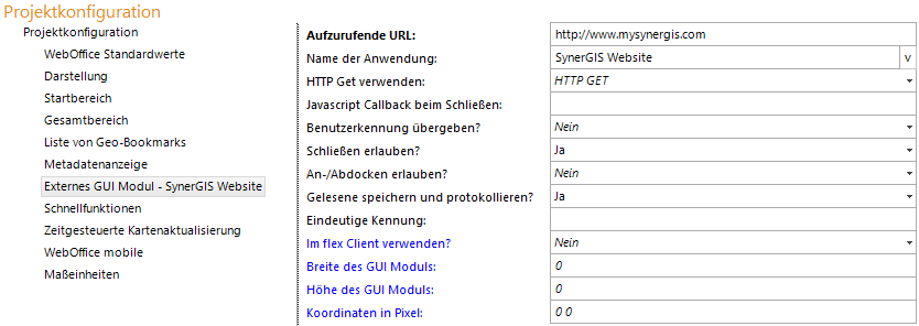 Konfiguration Externes GUI Modul Konfiguration Externes GUI Modul