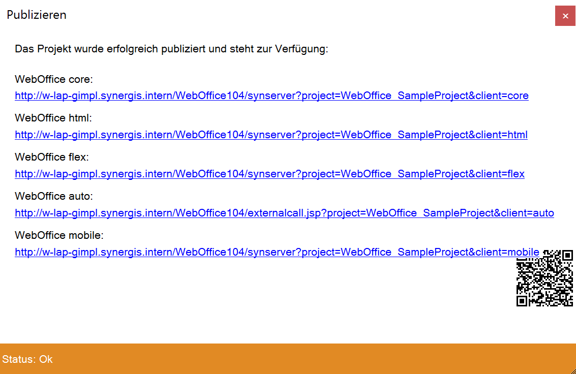 Publizieren des WebOffice 10.4 SP2 Projekts