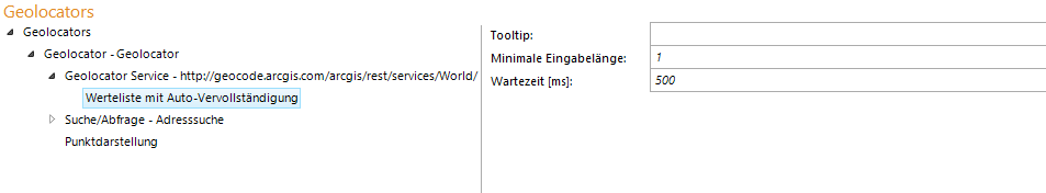 Geolocator Service - Value list with auto completion
