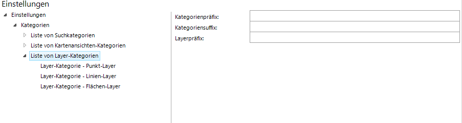 Konfiguration der Liste von Layer-Kateogrien