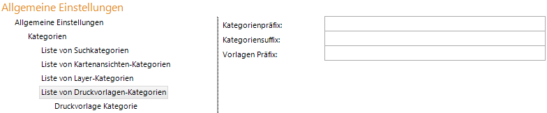 Konfiguration - Liste der Druckvorlagen-Kategorien Konfiguration - Liste der Druckvorlagen-Kategorien