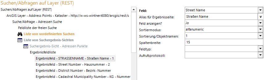 Konfiguration Ergebnisfelder