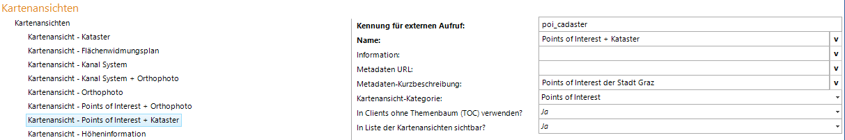 Kartenansicht Konfiguration