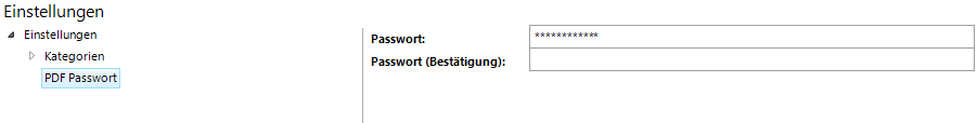 Konfiguration - PDF Passwort