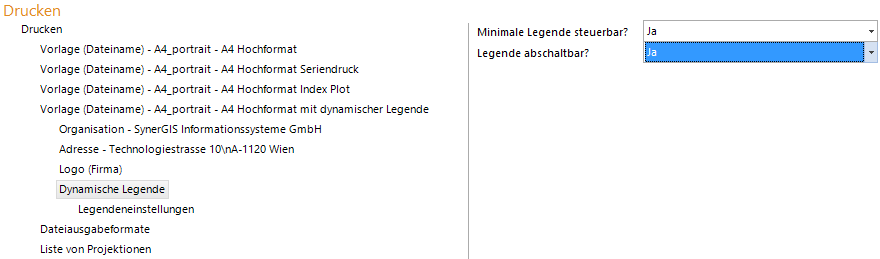 Konfiguration - Dynamische Legende für Druckvorlagen