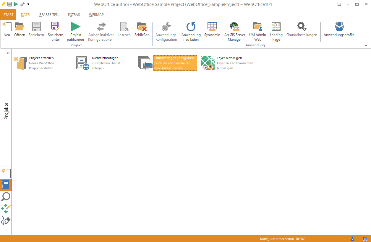 WebOffice author Stapelmenü Projekte