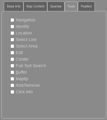 WebOffice map widget Testcontainer - Werkzeuge