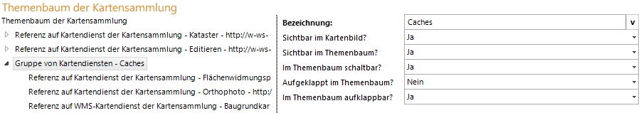 Gruppe von Kartendiensten im Themenbaum der Kartensammlung