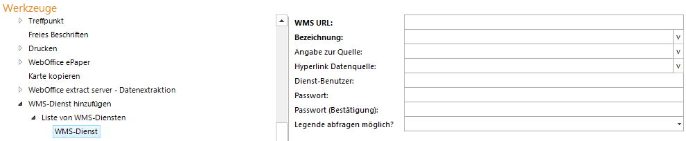 Konfiguration eines vordefinierten WMS-Dienstes