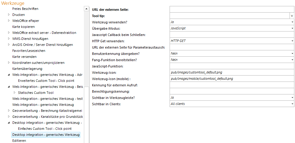 Konfiguration - Desktop-Integration - generisches Werkzeug