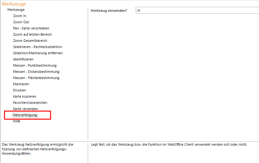 Werkzeug Netzverfolgung