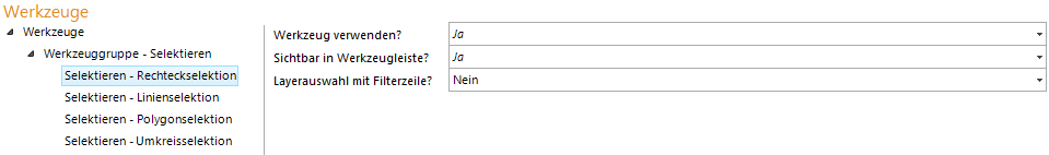 Konfiguration Selektieren-Rechteckselektion