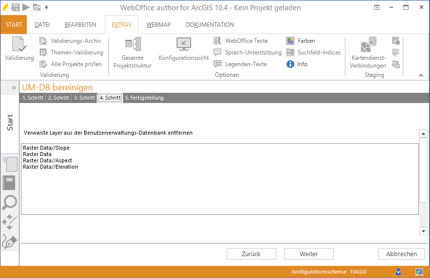 Anzeige der verwaisten Layer im ausgewählten Kartendienst