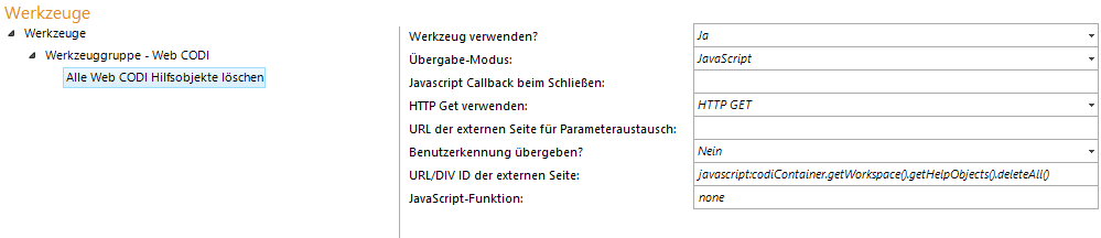 Konfiguration - Alle Web CODI Hilfsobjekte löschen