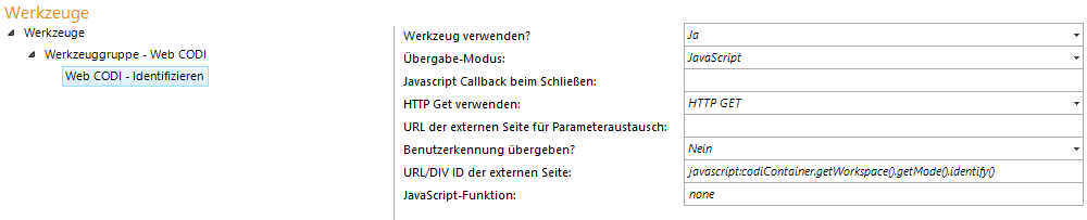 Konfiguration - Web CODI Identifizieren Konfiguration - Web CODI Identifizieren