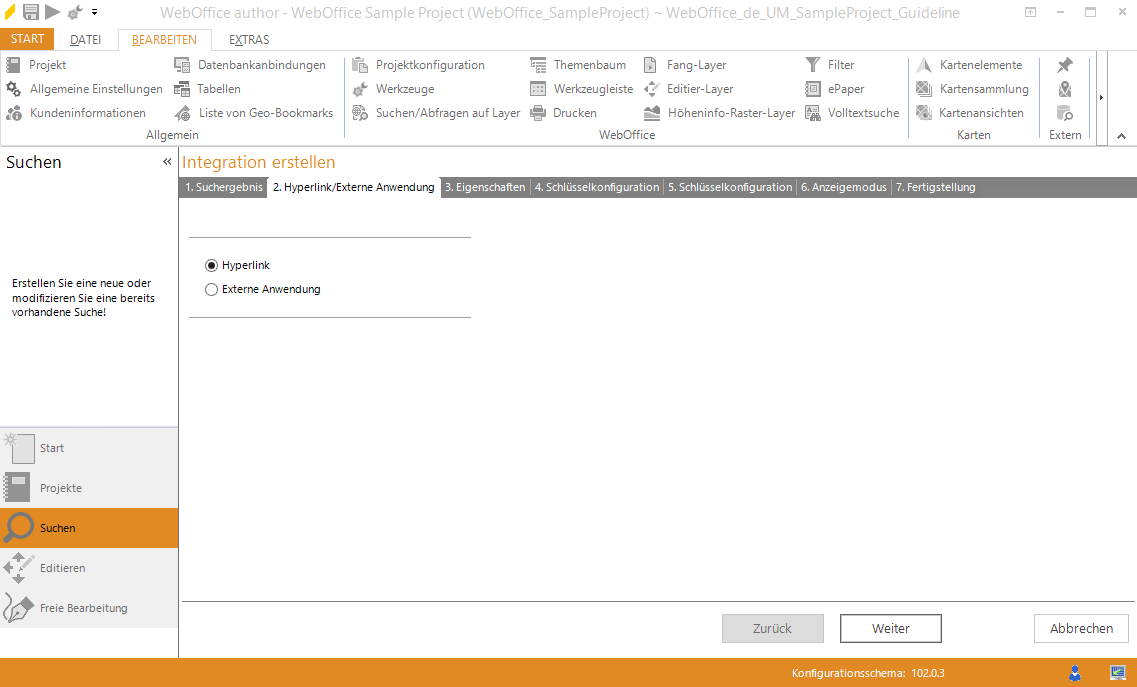 Assistent "Integration erstellen" - Hyperlink / Externe Applikation