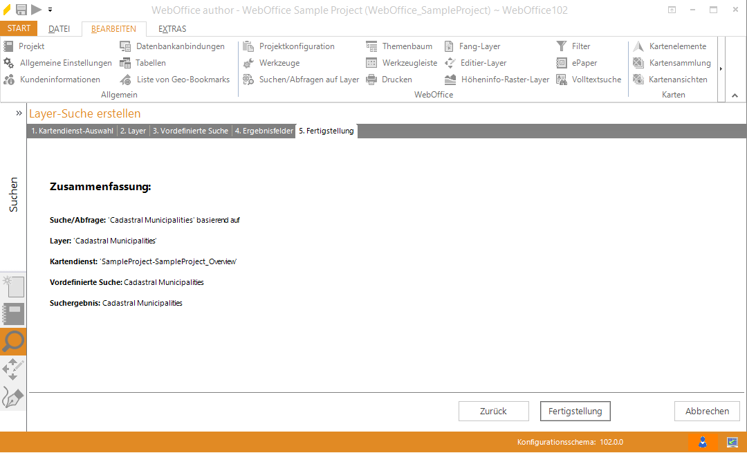 Assistent "Layer-Suche erstellen" - Zusammenfassung Assistent "Layer-Suche erstellen" - Zusammenfassung