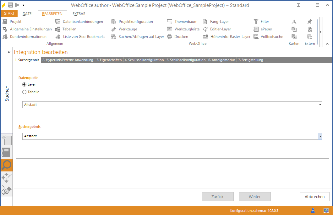 Auswahl Hyperlink/Externe Anwendung die bearbeitet werden soll