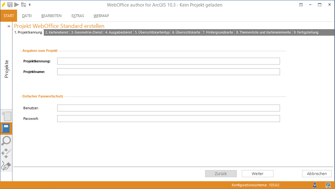 Wizard "Projekt erstellen" - Angaben zum Projekt