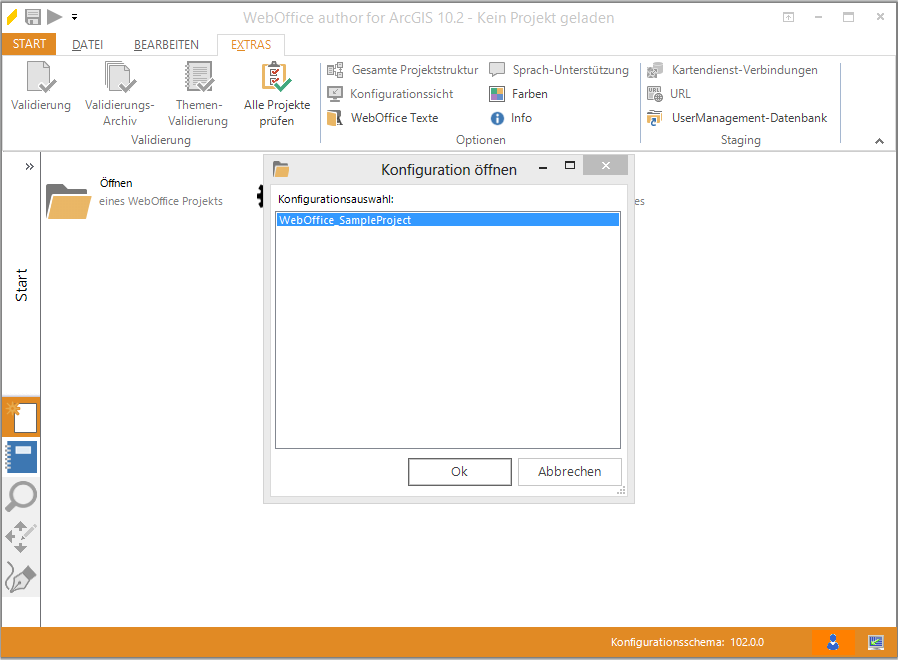 WebOffice author - Laden der Projektkonfiguration WebOffice author - Laden der Projektkonfiguration