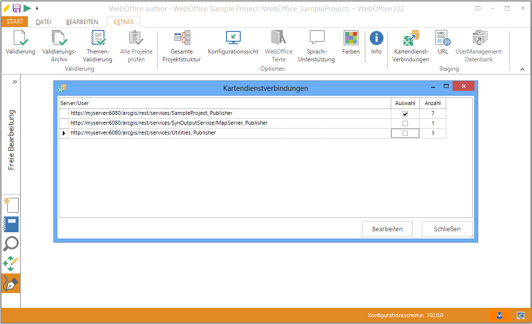 Kartendienstverbindungen ändern Kartendienstverbindungen ändern