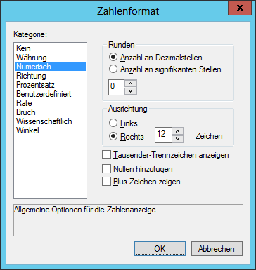 Dialog Zahlenformat Dialog Zahlenformat