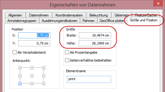 Eigenschaften des Datenrahmens
