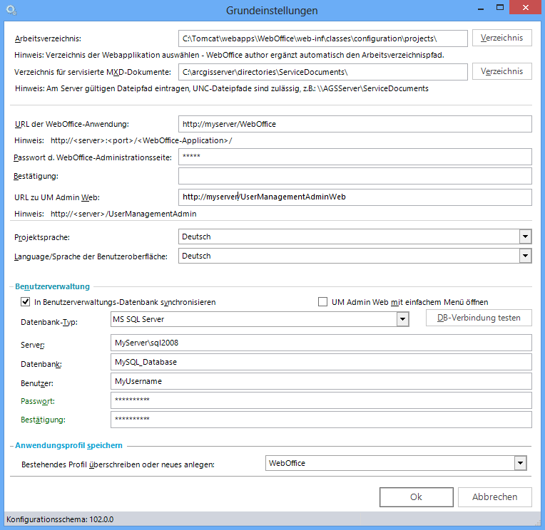 Konfigurieren der WebOffice usermanagement Synchronisation in den WebOffice author Grundeinstellungen Konfigurieren der WebOffice usermanagement Synchronisation in den WebOffice author Grundeinstellungen