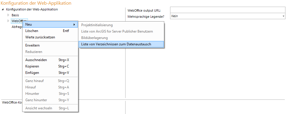 Hinzufügen von "Liste von Verzeichnissen zum Datenaustausch" 
