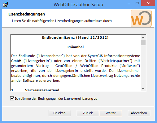 Installation von WebOffice author