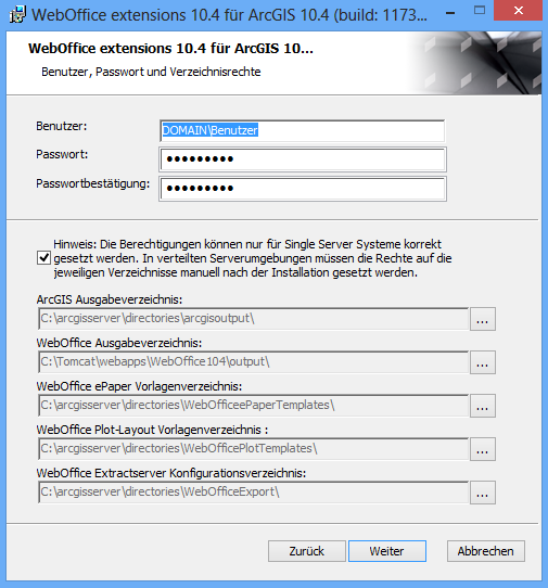 Installation mit einem WebOffice extensions 10.4 Domain Benutzer 