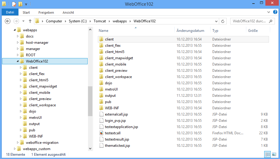 WebOffice 10.4 SP2 Web Anwendung Verzeichnis auf oberster Ebene
