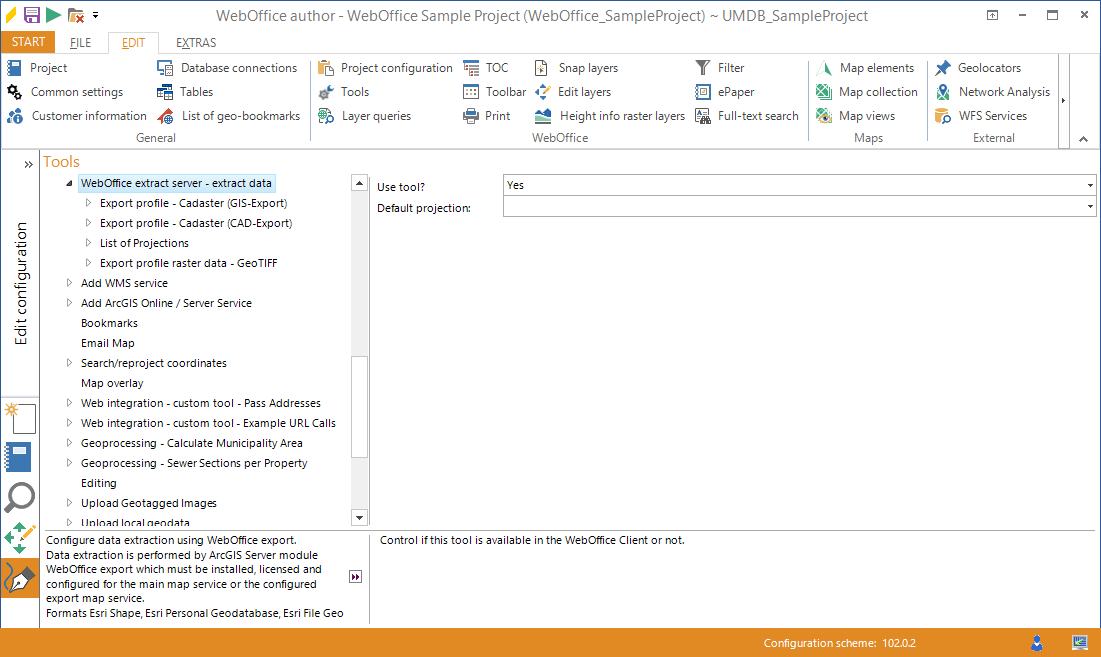 Activate the WebOffice extract server tool in the WebOffice author