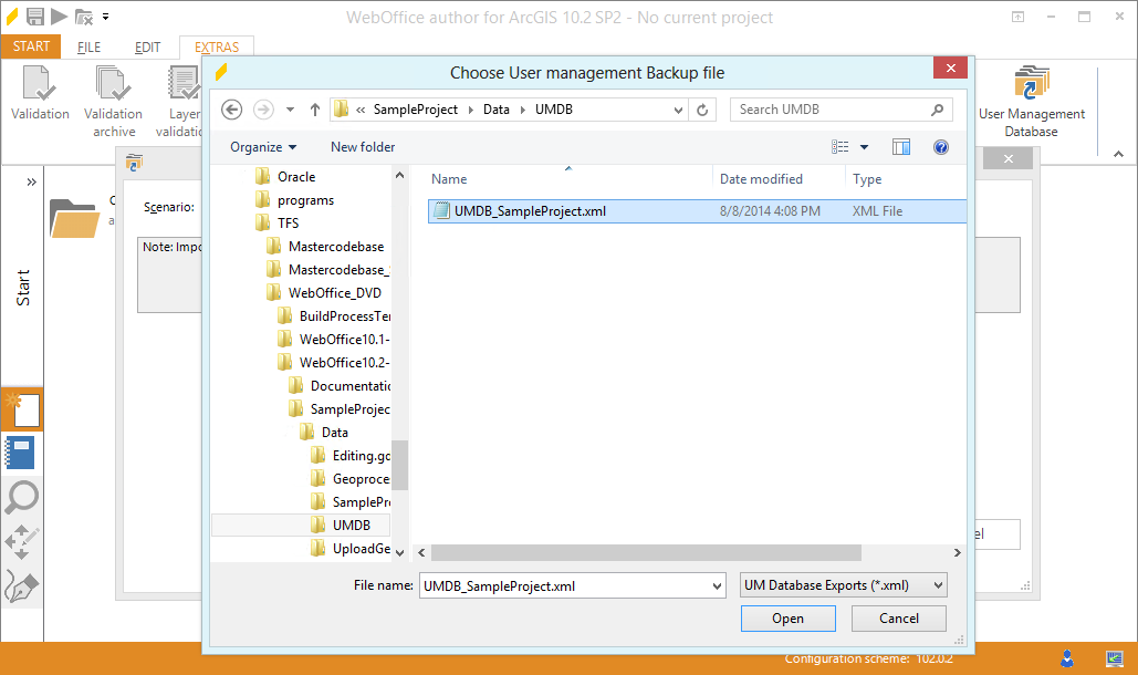 Select the sample UMDB XML file Select the sample UMDB XML file