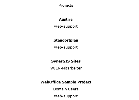 Minified Landing Page - appropriate roles are displayed for each project
