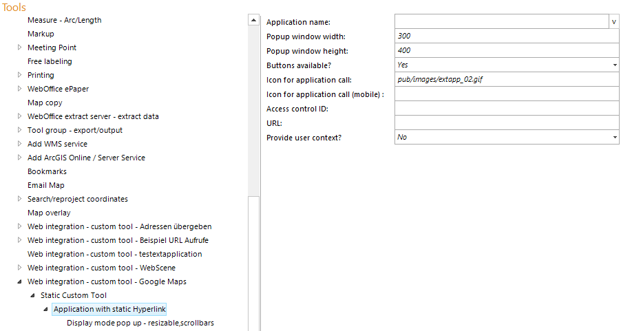 Configuring a static custom tool for Google Maps © Call Configuring a static custom tool for Google Maps © Call