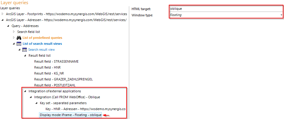 Confguring an Integration (Call FROM WebOffice) for starting the oblique aerial images tool out of a search result (2) Confguring an Integration (Call FROM WebOffice) for starting the oblique aerial images tool out of a search result (2)