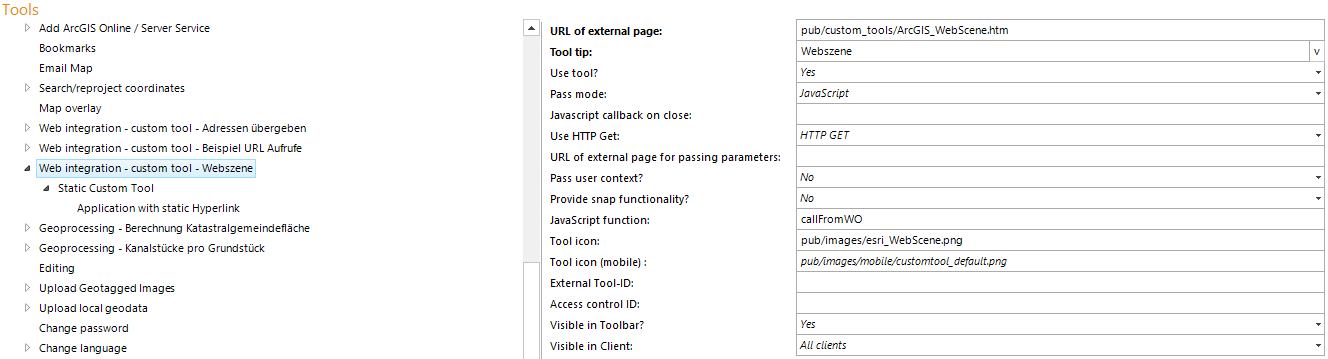 Configuring a custom tool for Web Scene Configuring a custom tool for Web Scene