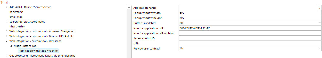Configuring a static custom tool for Web Scene Configuring a static custom tool for Web Scene