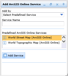 Add ArcGIS Online service from a predefined list