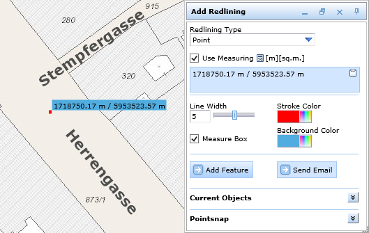 Measuring a point in the WebOffice html client