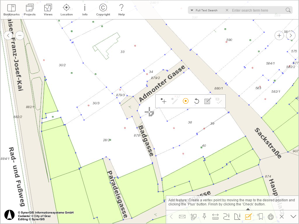 Editing features using snapping the nearest object to the crosshair will be used - tablet mode
