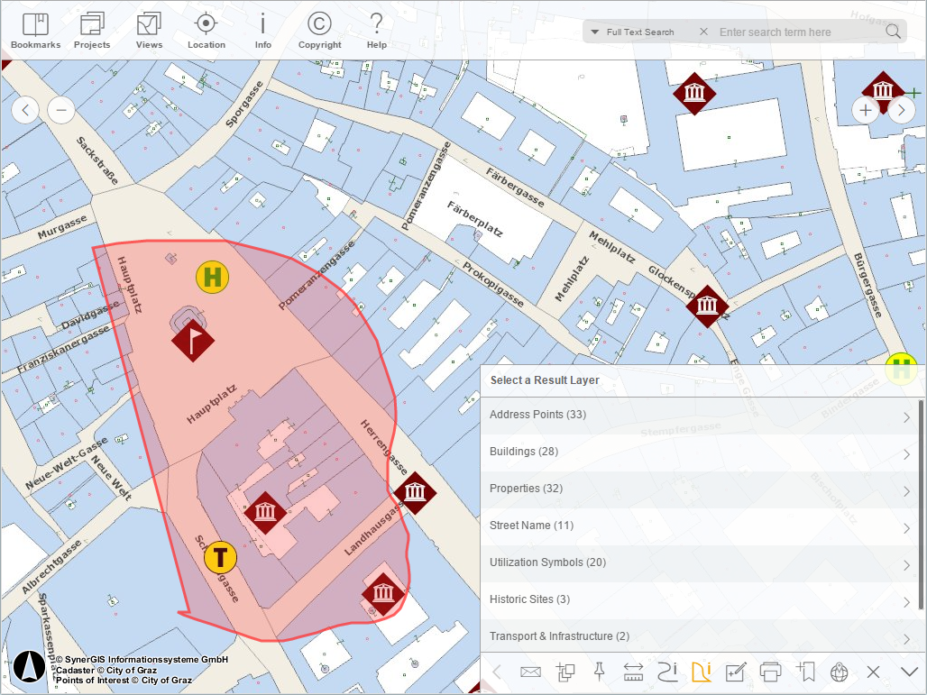 Selection by polygon in the WebOffice mobile client - tablet mode