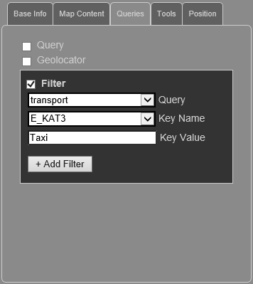 WebOffice map widget Testcontainer - filter